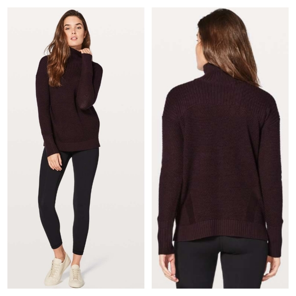 lululemon athletica Sweaters - Lululemon Warm & Restore Merino Wool Sweater - Black Cherry